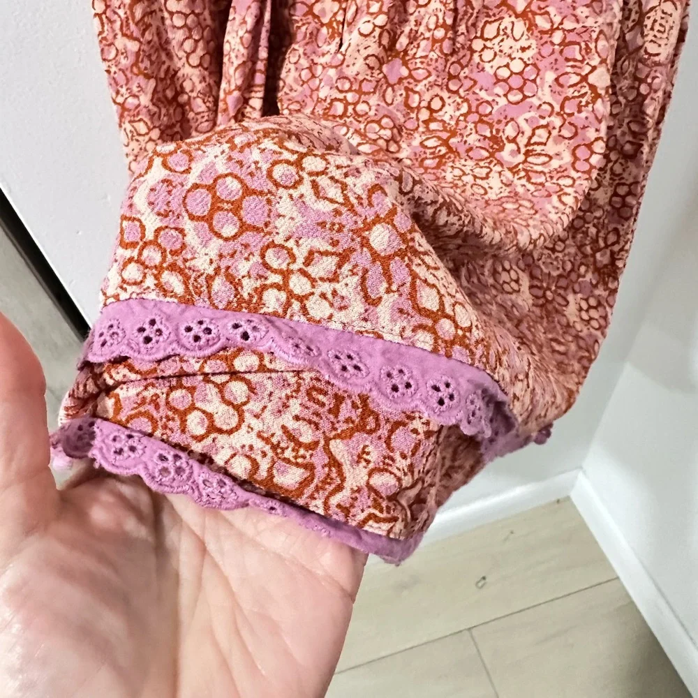 Free People Rose-Print Empire Mini Dress Size Large - Picture 8 of 10